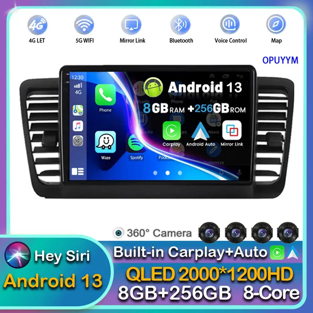 

Android 13 Carplay Auto For Subaru Outback 3 Legacy 4 2003-2007 2008 2009 Car Radio Multimedia Player Stereo GPS WIFI+4G BT DPS