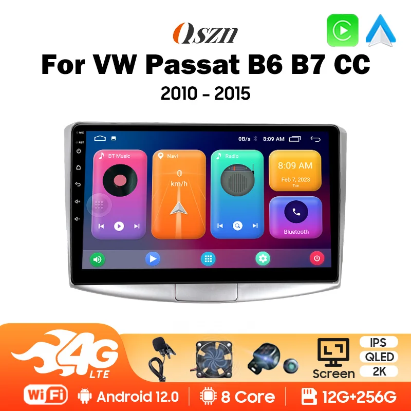 

QSZN Android Auto Radio for VW Passat B6 B7 CC 2010 2011 2012 2013 2014 2015 Carplay Car Multimedia GPS 2din Autoradio AI Voice