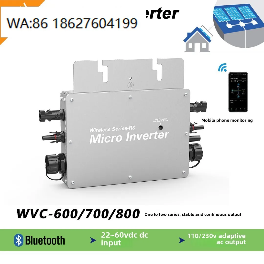 600W MPPT Waterproof Grid Tie Micro Inverter DC26-46V Input Pure Sine Wave Home Solar Panel Power Conversion Device