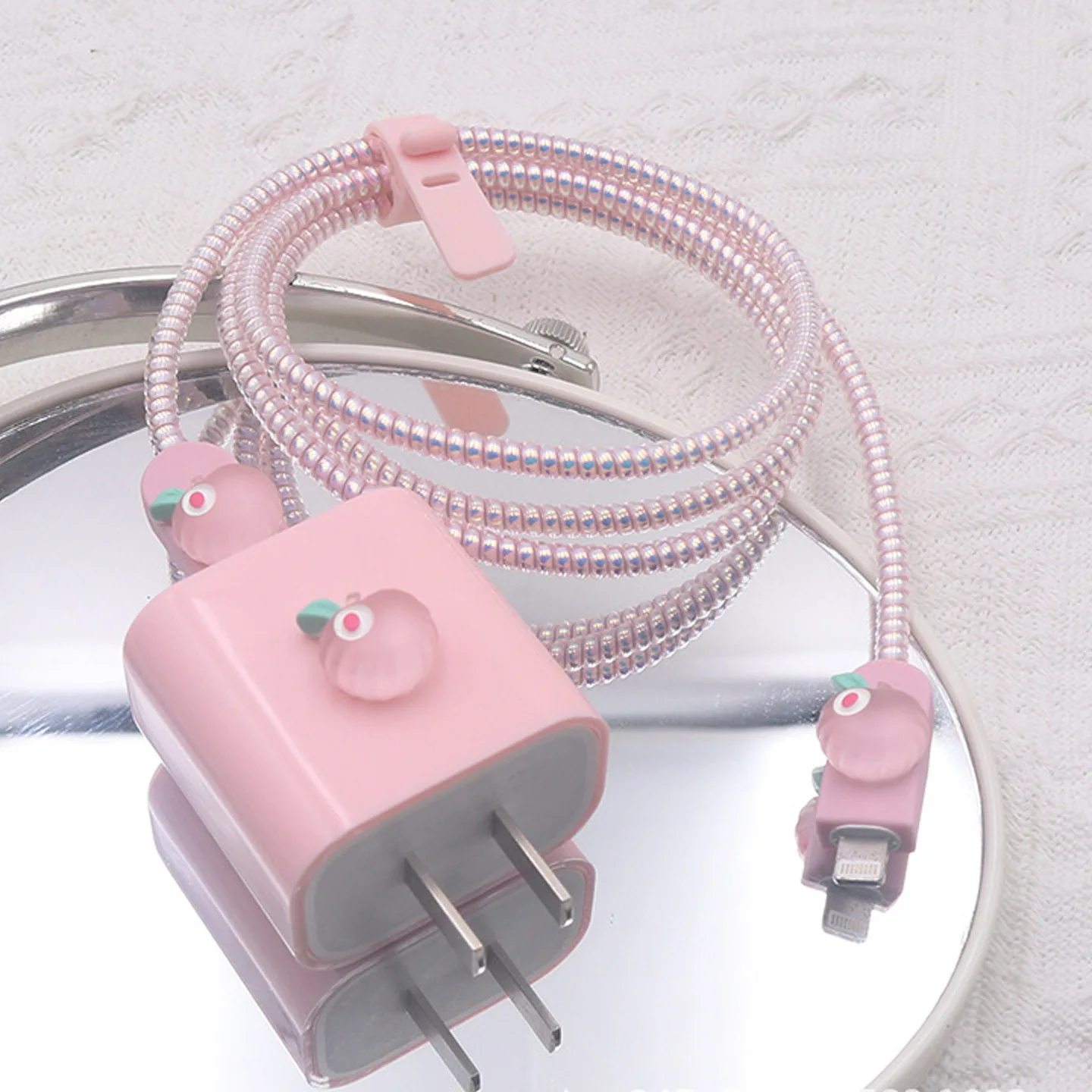 Ins cute Soft Charger Protector Kawaii Cable Saver for iPhone 11 12 13 14 Pro Max Fast Power Adapter 18W/20W  Charger Accessorie