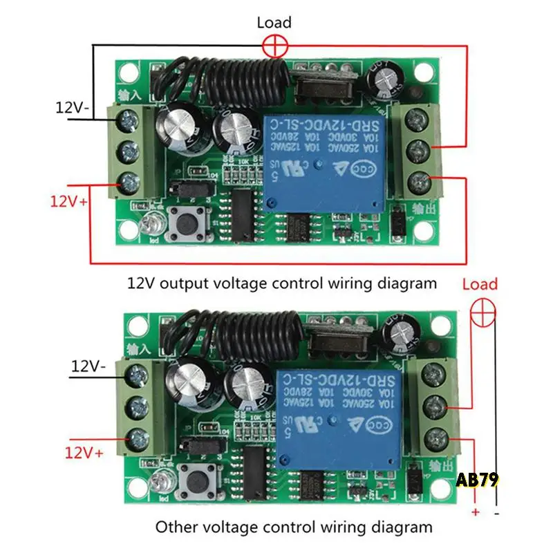6X Dc 12V 10A 1Ch Wireless Remote Control Switch System Receiver Transmitter 2 Buttons Waterproof Remote 433Mhz
