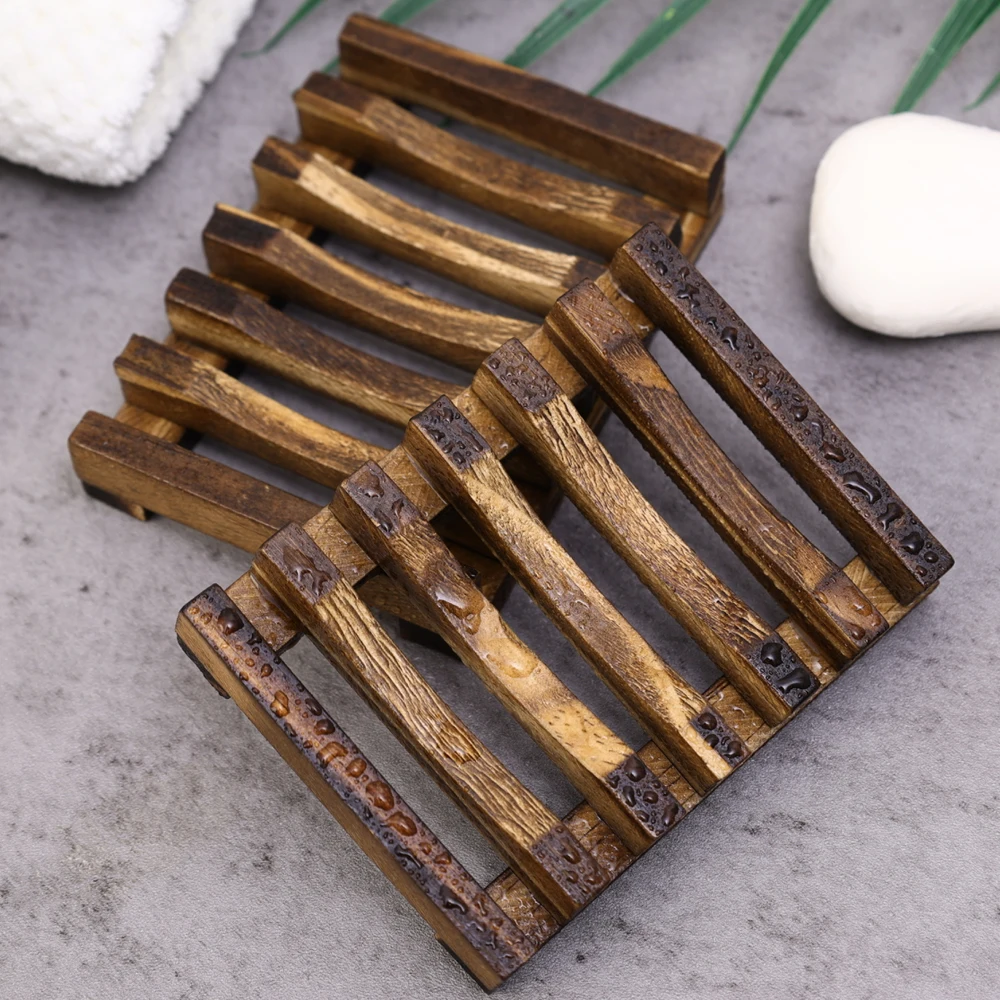 4/1PCS Drainage Sanitary Soap Holder Bath Wooden Soap Dish Non-slip Anti-mould Storage Box TraDrainage Sanitary Bamboo Soap