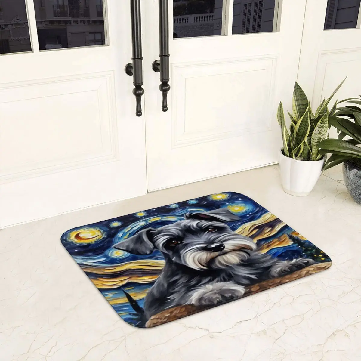 Sternen nacht mit Mini Schnauzer Fuß matte rutsch feste Badezimmer Fußmatten Home Eingang Teppiche Küche Wohnzimmer Teppich Fuß polster