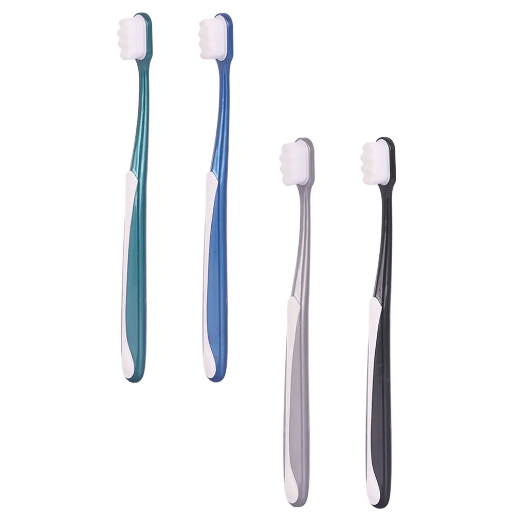 Spazzolini da denti a testa grande da 4 pezzi per adulti Design durevole Spazzolino da denti efficace per la rimozione del calcolo della placca con superficie liscia
