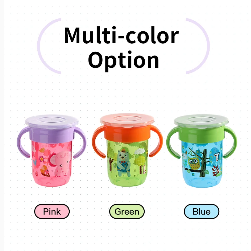 Copo bebendo engraçado dos desenhos animados para crianças, 360 ° Spoutless Kids Cup, Travel Friendly, Baby Water Drinking, Leak Free Sip Cup