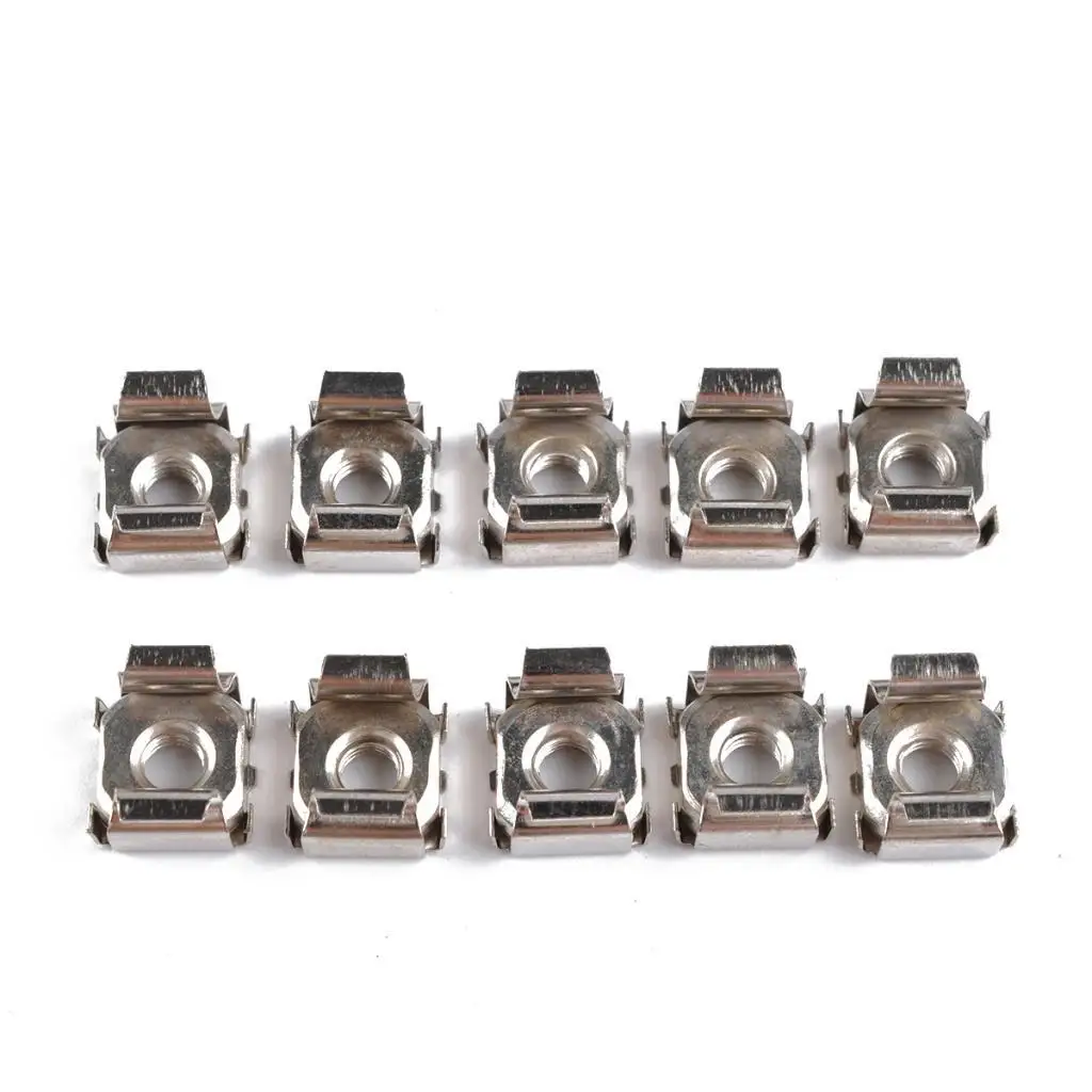 M6x16 Cage Rack Nuts Durable Iron Silver Square Cage Nuts Set for Server Rack Cabinet and AV Gear