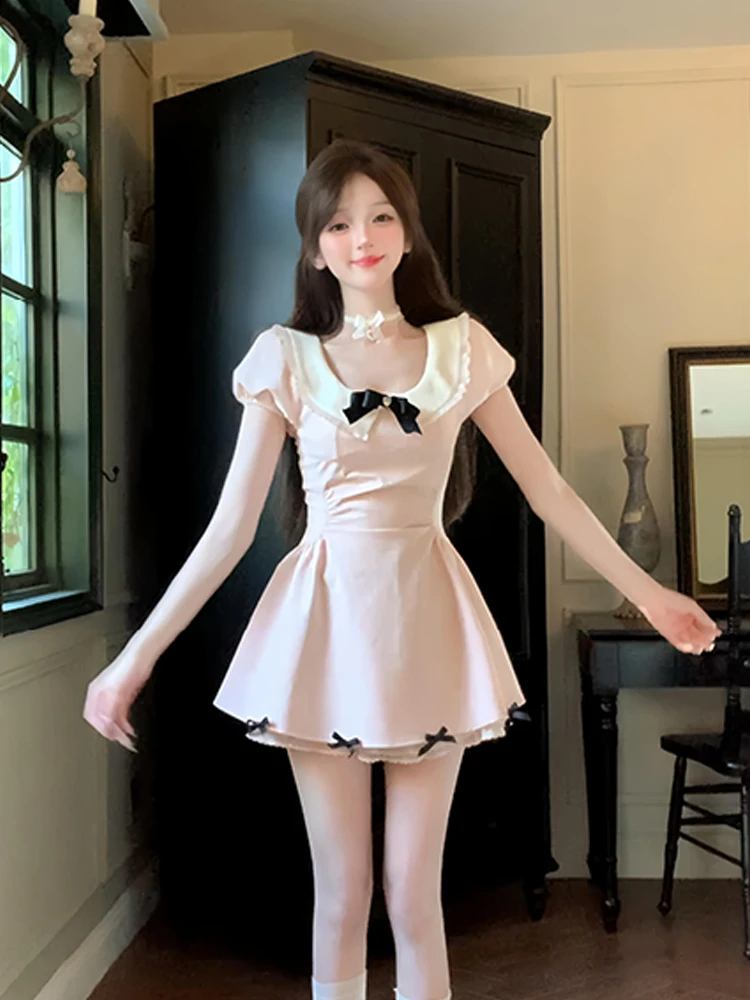 

Sexy Pleated Short Dress Pure Desire Waist-Cinching Fluffy Skirt Short Dress for Plump Sweet-and-Spicy Girls Commute Style Ko...