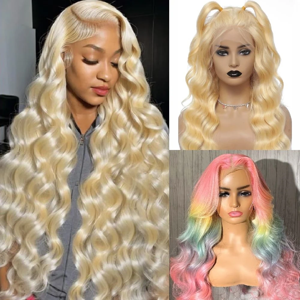 

250 300 Density 13x6 Blonde Honey HD Body Wave 13x4 30 40 Inch Human Hair Lace Front Wig Glueless 613 Lace Frontal Wigs Women