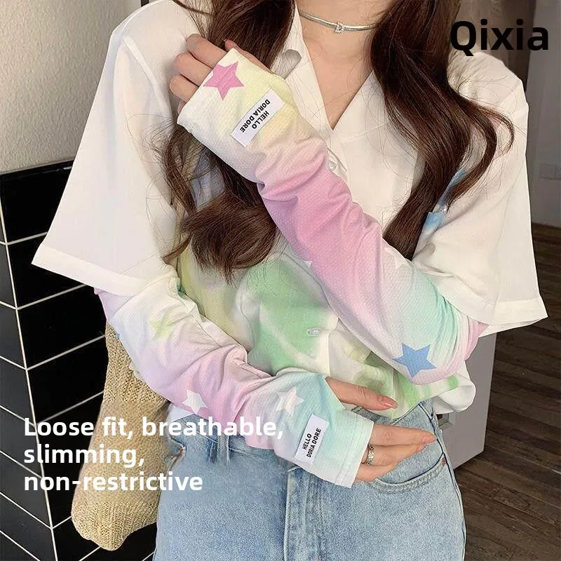 Women's Ice Sleeve Sun Protection Summer New Flower Driving Cycling Sunshade Arm Protector Thin Loose Hand Sleeve Cover