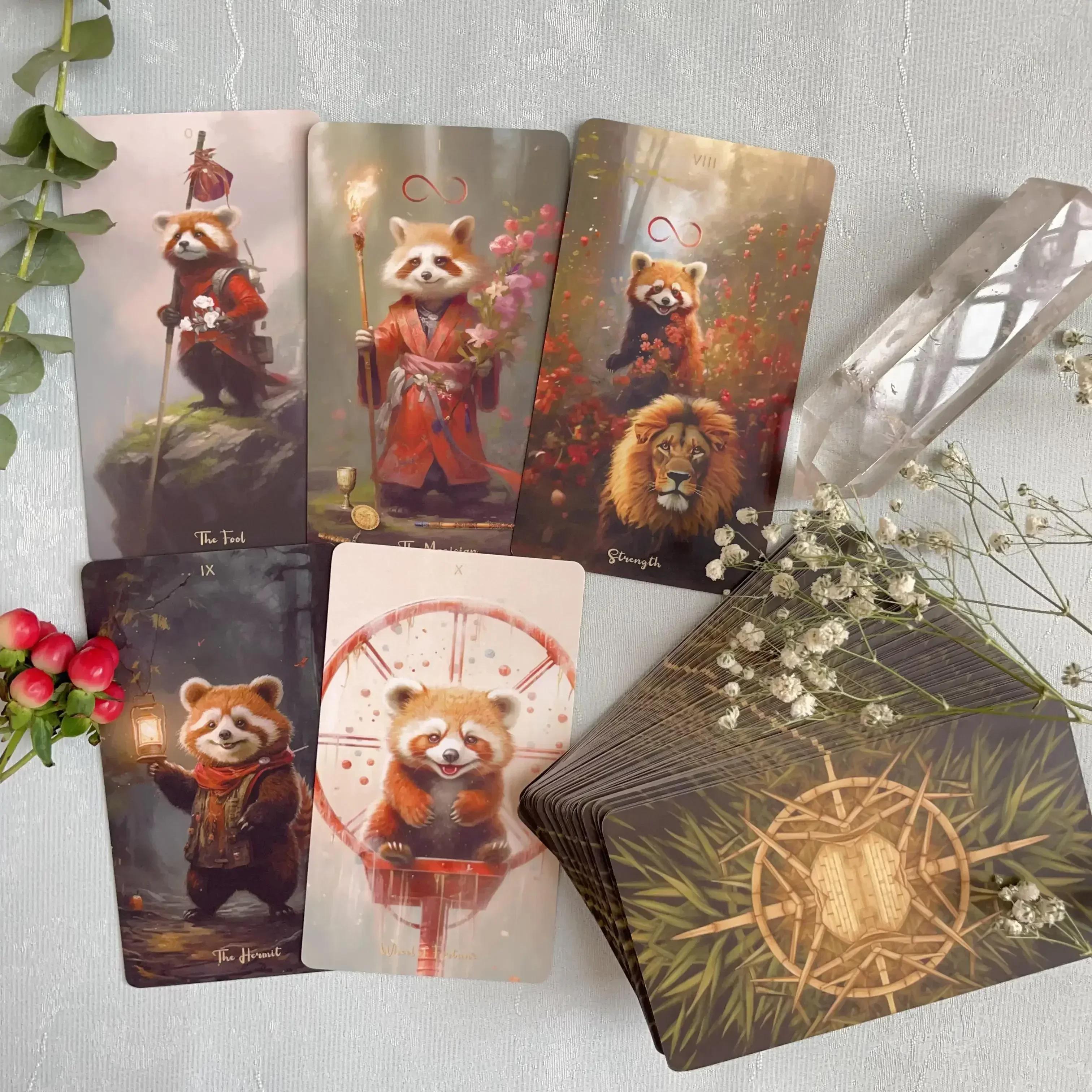 Professional Divination Deck Panda Tarot Cards Oracle Beginners High Quality 12x7 Matte Attached Spanish Russian PDF Guidebook