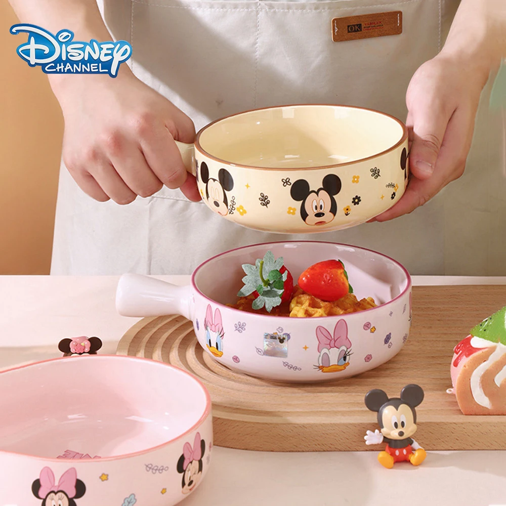 Imagem -05 - Disney-cartoon Cerâmica Arroz Tigela para Crianças Mickey Minnie Pooh Urso Pato Donald Bonito Lidar com Snack Bowl Fruit Salad Bowl Kids Tableware