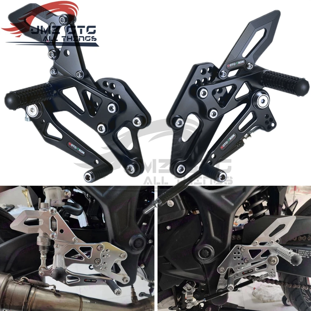 MOTO-TRON Motorcycle CNC Adjustable Rear Set Rearsets Footrest Foot Rest For Yamaha R3 2014 -2024 MT-03 2019-2024