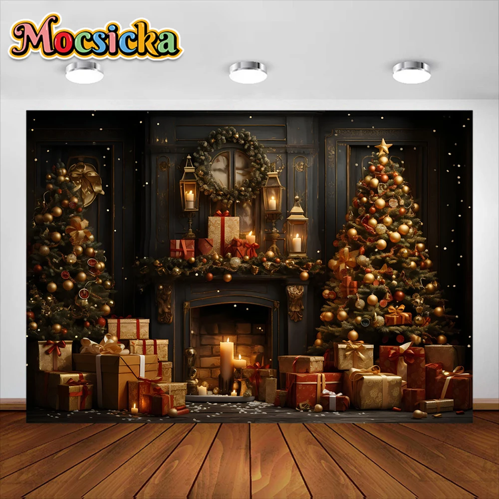 Mocsicka الشتاء عيد الميلاد خلفية التصوير الفوتوغرافي عيد الميلاد مشهد الثلج الطفل صور التصوير الفوتوغرافي الأسرة حفلة خلفية استوديو تبادل لاطلاق النار الدعامة