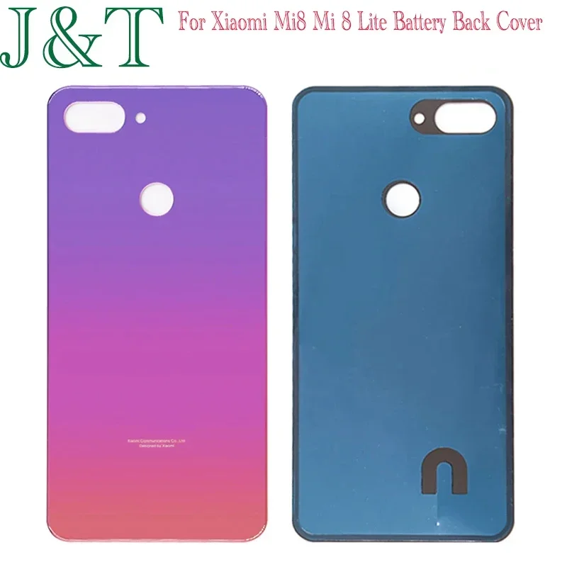 New For Xiaomi Mi8 Mi 8 Lite Battery Back Cover Rear Door 3D Glass Panel Mi 8 Lite Housing Case Glass Cover With Adhesive Replac