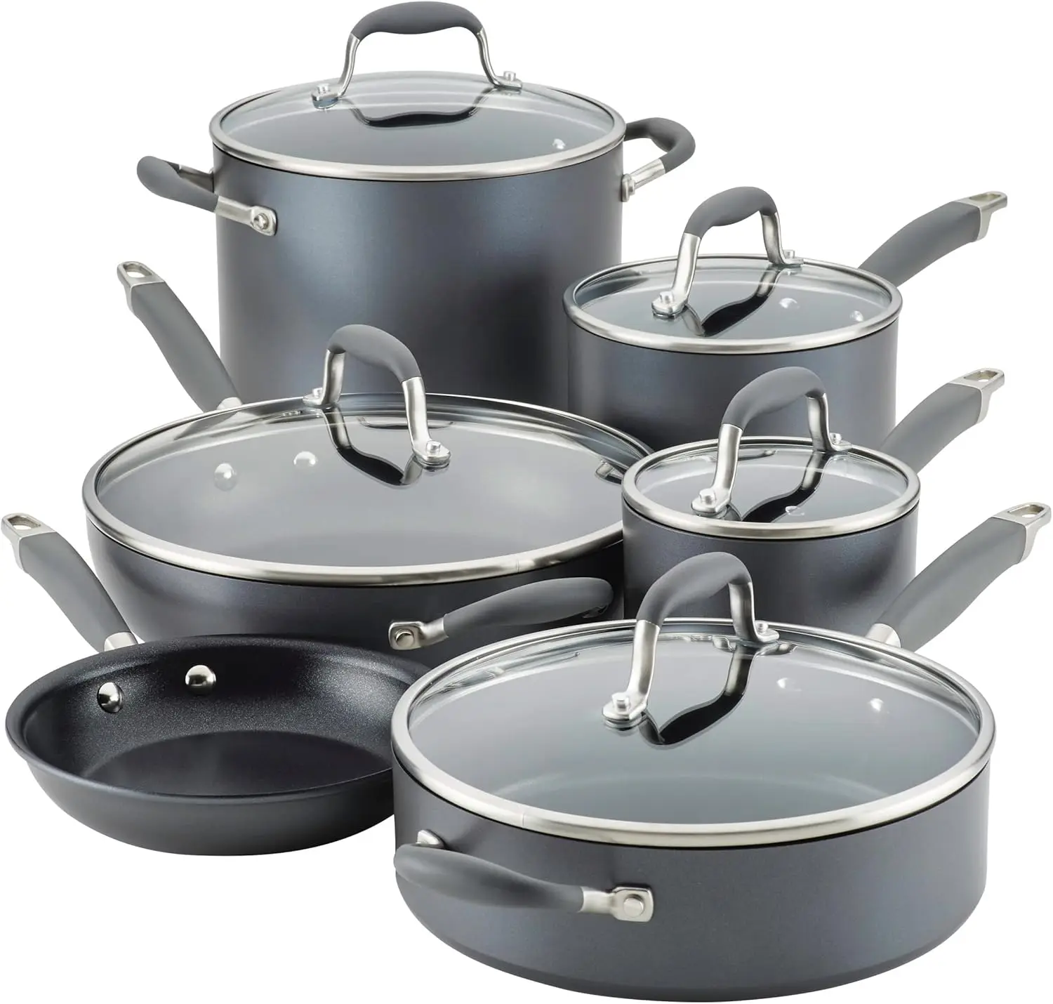 

Anolon Advanced Home Hard Anodized Nonstick Pots and Pans/Cookware Set, 11 Piece - Moonstone