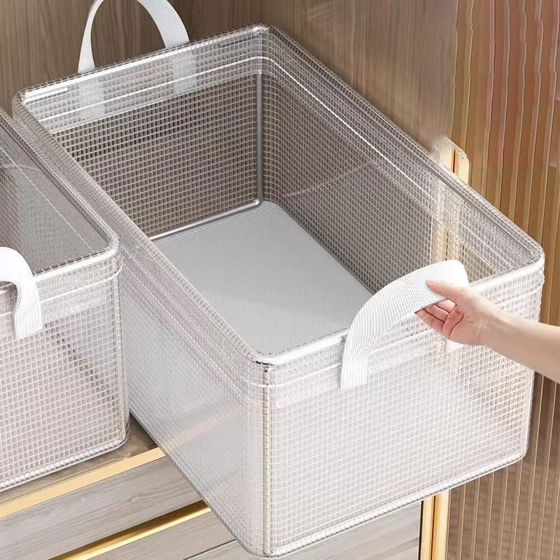 EcoFriendly Foldable Transparent Storage Box Waterproof Steel Shelf Home Closet Clothing Organizer Pvc Pants Fabric Storage Box