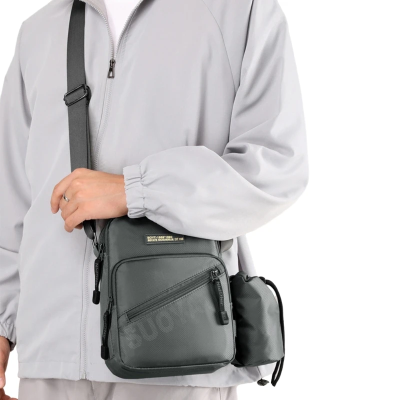 Bolso hombro único, duradero impermeable, con múltiples compartimentos, bolso hombro nailon, elegante para senderismo