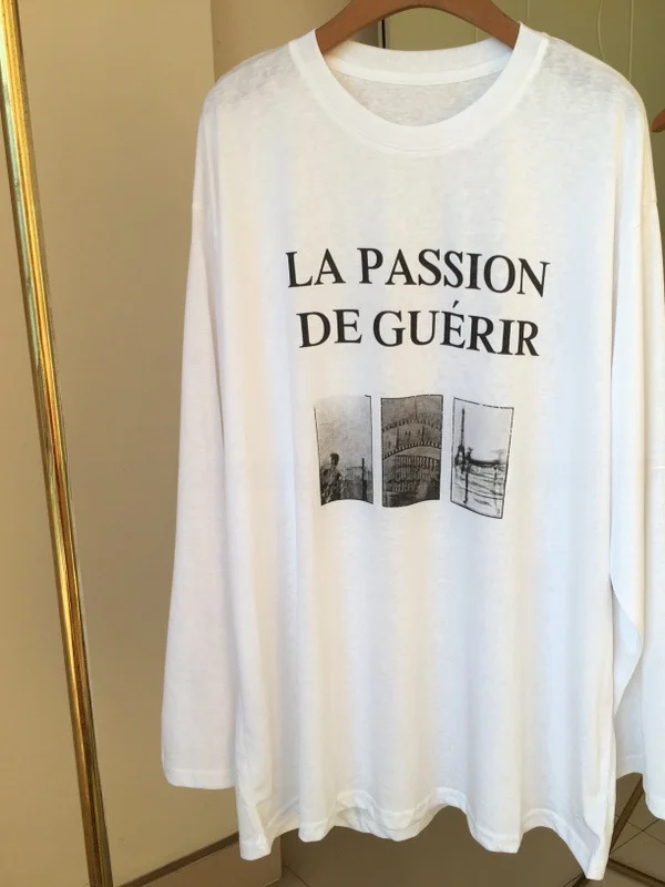 plus Size Women's Long Sve T-irt Vintage Lettering Loose Fit Mid-Length Snowflake Cotton Comfortable Korean Sle Top