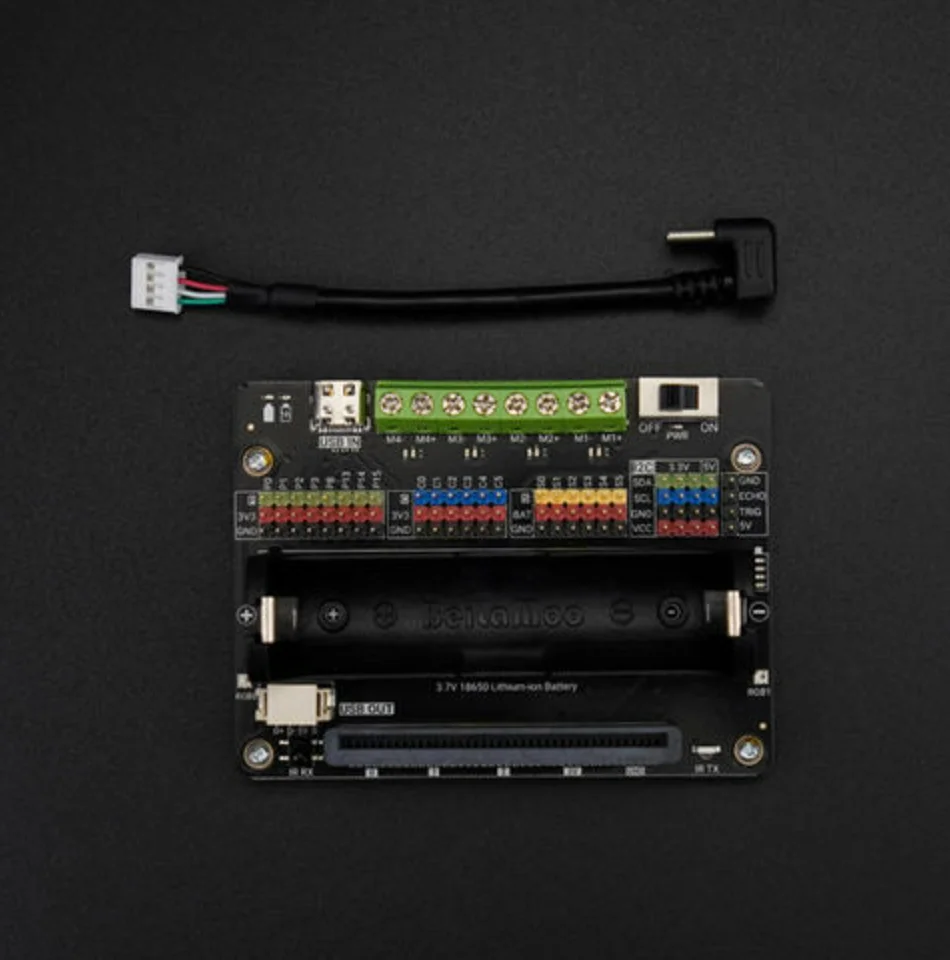 All-in-One Expansion Board for UNIHIKER & micro:bit with 18650 Battery, 4 Motors & 6 Servos, LEGO-compatible for STEM Robotics