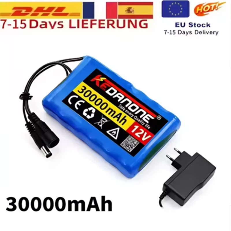 2 Stück 12V Wiederaufladbarer Lithium-Ionen-Akku mit BMS 12 Volt Li-Akku für Solarsysteme, LED-Streifen, Überwachungsgeräte