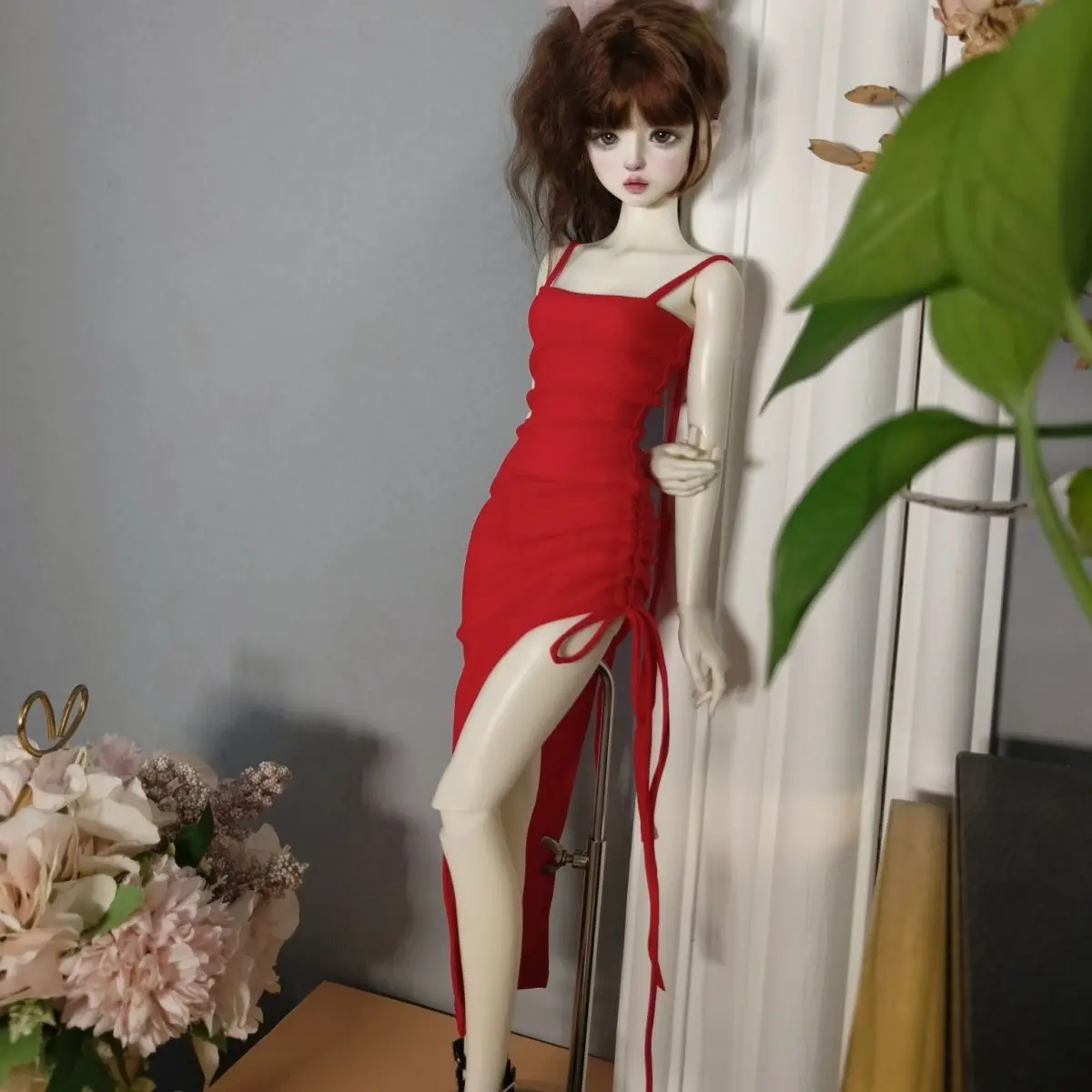 

3 points BJD doll clothes doll clothes long skirt slim fitting camisole skirt long sleeved outer layer big slit skirt jacket