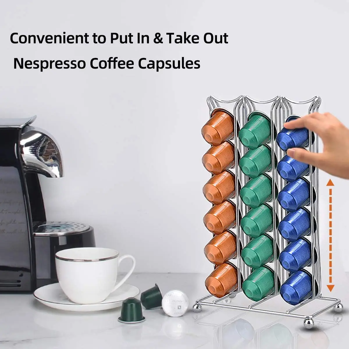 

Gold Coffee Capsule Holder Coffee 42 Nespresso Capsules Dispenser Storage Soporte Capsulas Pod Caffee Pods Organizer Stand