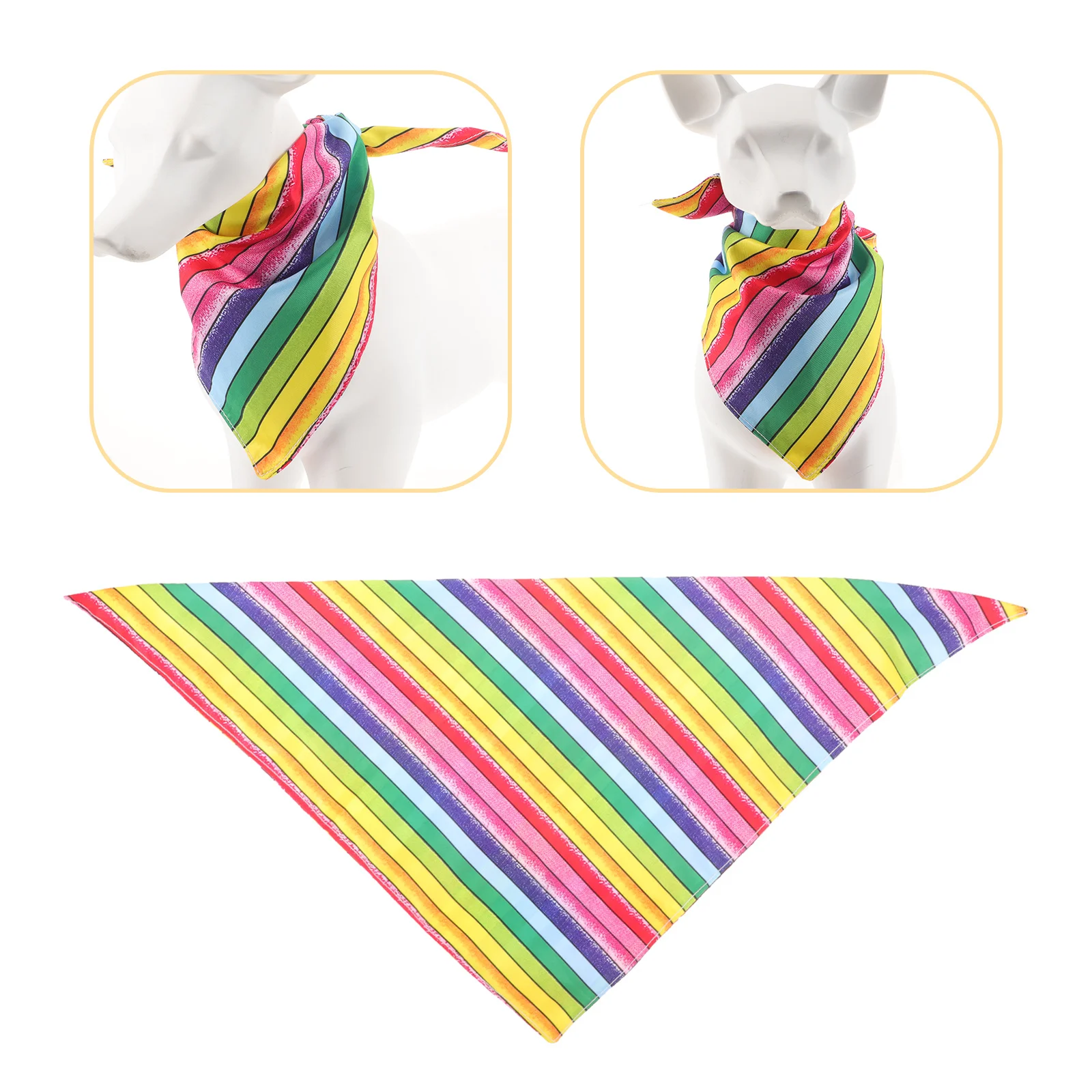 Dog Triangular Bandana Rainbow Stripe Pattern Pet Birthday Party Supplies Comfortable Neckwear Rainbow Stripe Dog Bandana