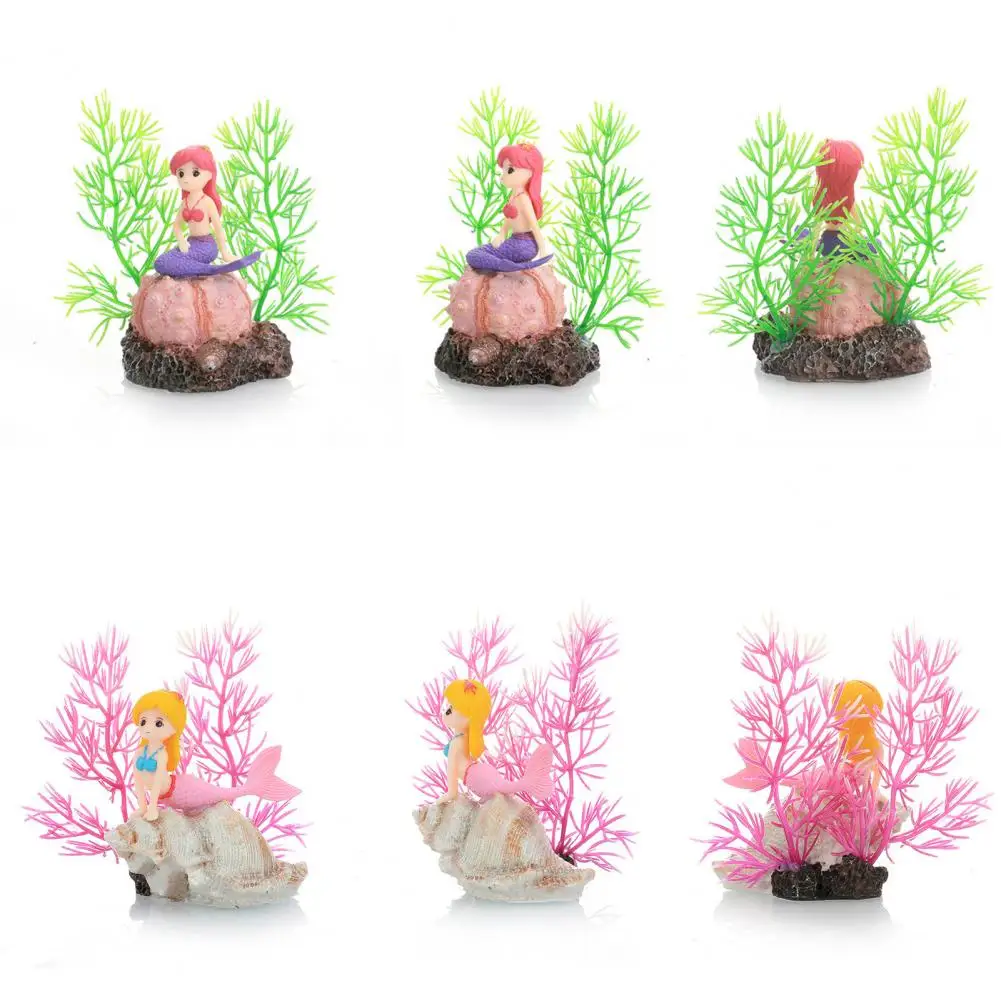 Mermaid Resin Figurines for Aquarium Landscaping Ornaments Artificial Fish Tank Decorations Toy Model Supplies Home Decor