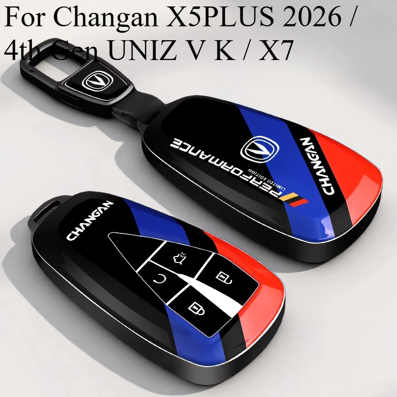 For Changan X5PLUS 2026 / 4th Gen UNIZ V K / X7 New Energy, Zinc Alloy Metal Key Fob Cover Case with Keychain