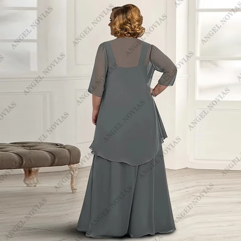 Customized Plus Size Two Piece A-Line Mother of the Bride Dress  for Weddings Vestido Elegante Para Madre De La Novia