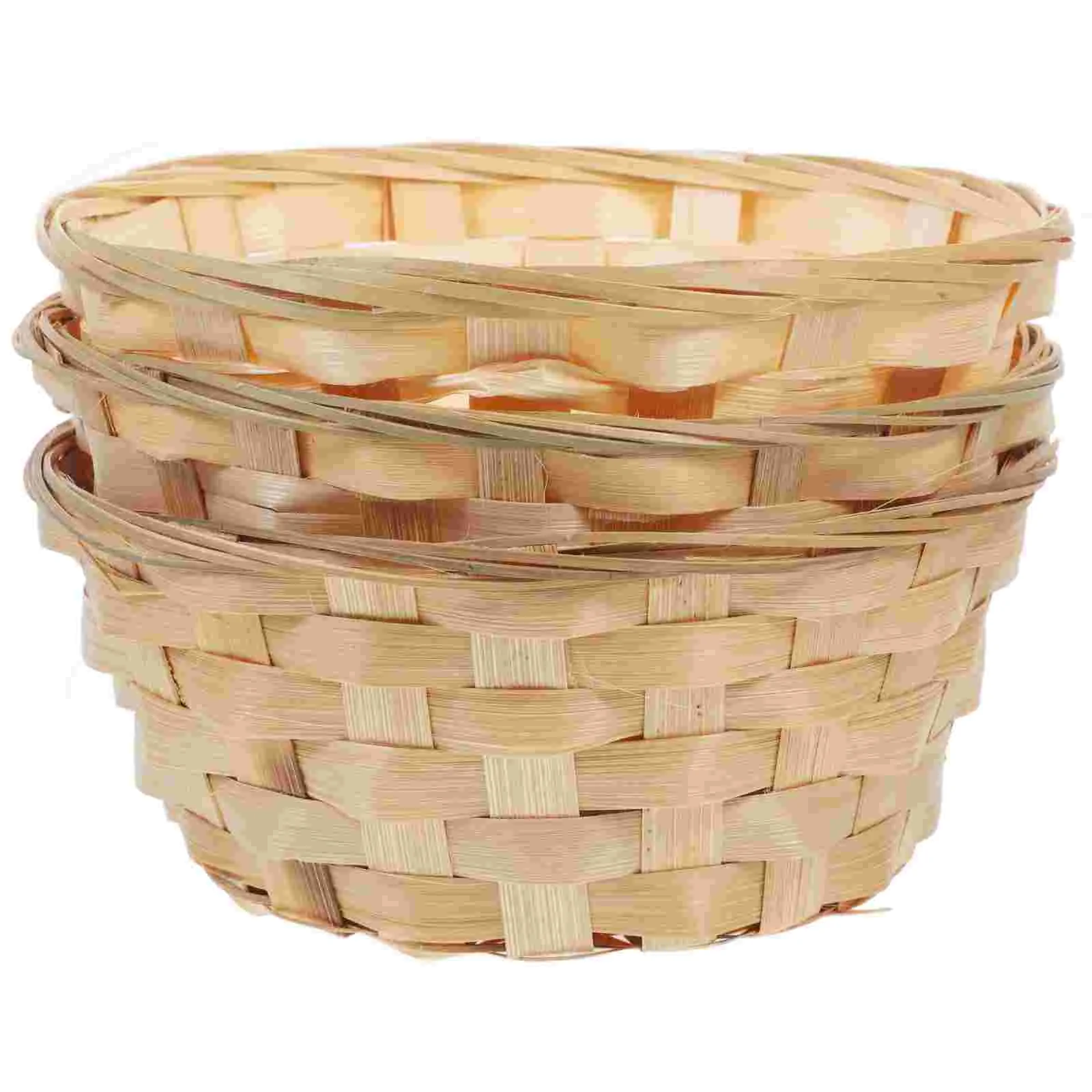 3 stuks natuurlijke bamboe ronde kipmanden geweven bak moer fruit snack sieraden bamboe mand lade desktop geweven opslag