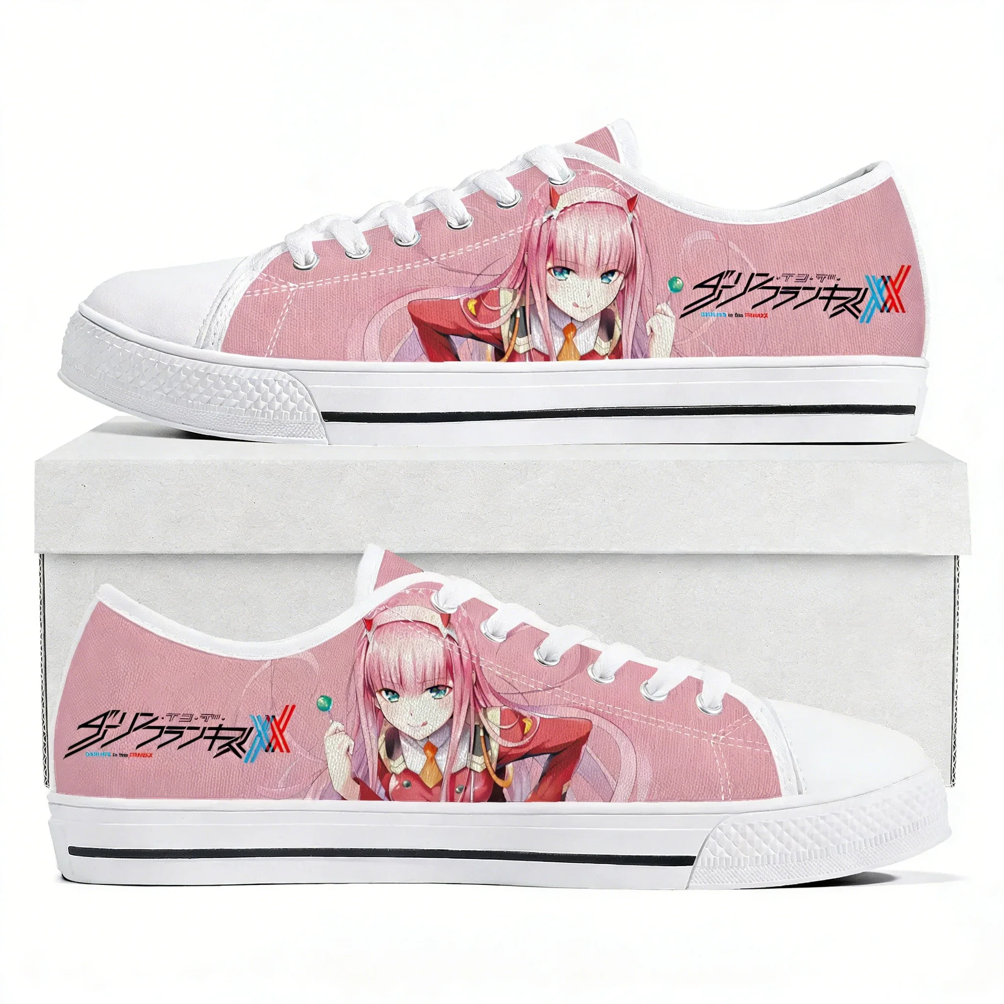 

DARLING In The FRANXX Zero Two Low Top Sneakers High Quality Mens Womens Canvas Sneaker Couple Casual Shoes Custom Shoe