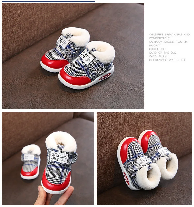 Kinder-Schneestiefel Winter Baby Jungen Warme Schuhe Kleinkind Mädchen Plüsch Gefütterte Verdickte Outdoor-Schuhe 0-5 Jahre Kinder Baumwollschuhe – Detail 5