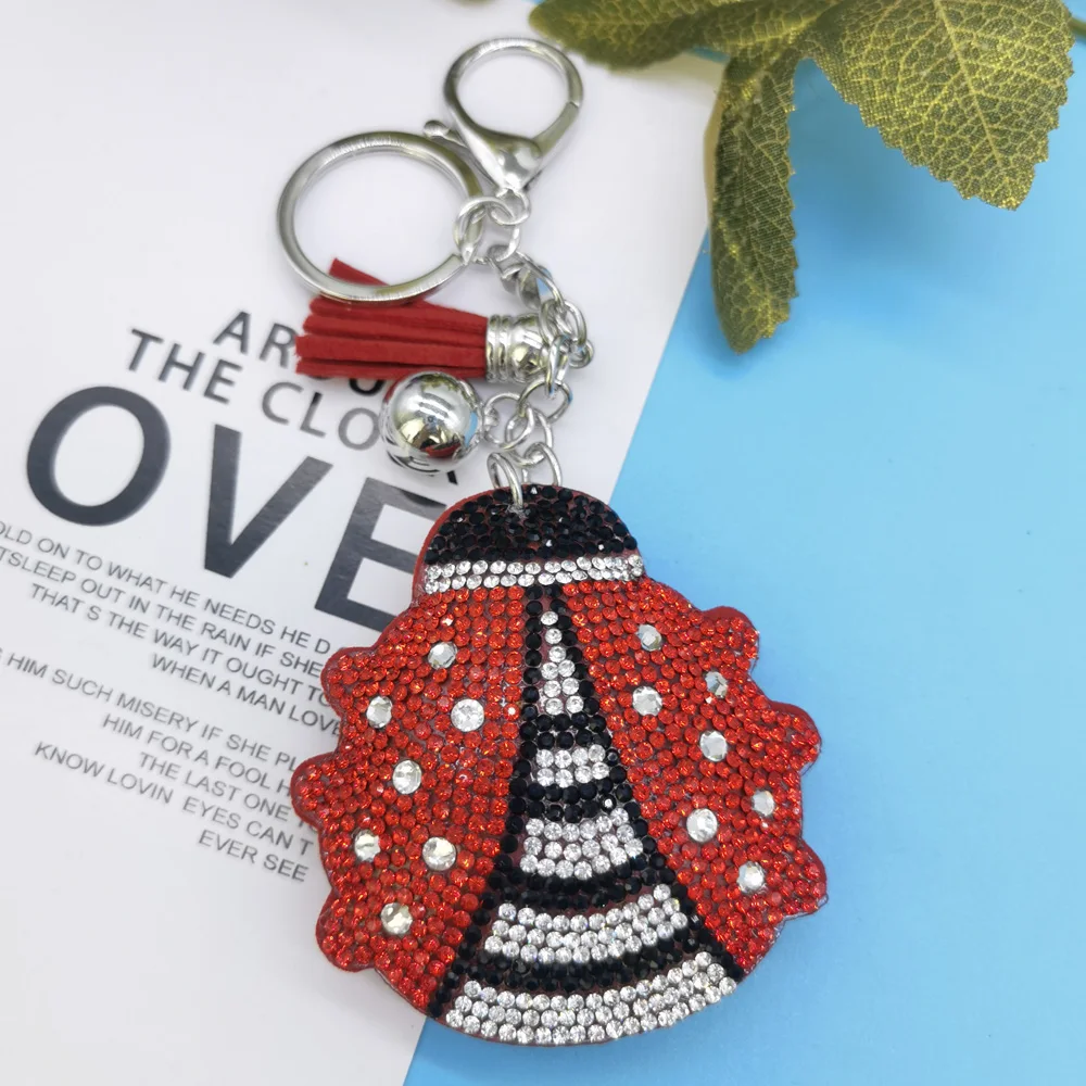 Fashion Cute Ladybug Crystal Rhinestone Keyrings Key Chains Rings Holder Purse Bag For Car Lovely Keychains