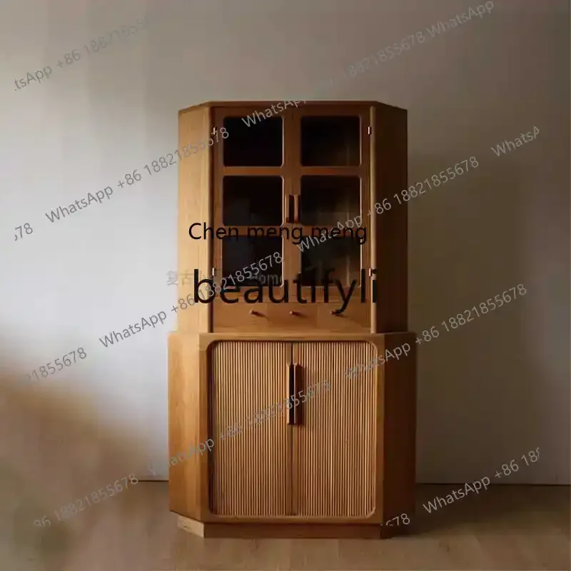 Glass Triangle  Cherry Solid Wood Wall WineCorner Cabinet
