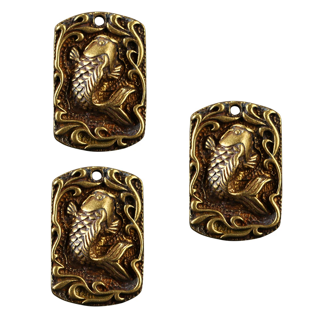 

3 Pcs Koi Keychain Pendant Chinese Style Retro Brass Hanging Decor Carp Small Size Auspicious Meaning Jewelry Accessories