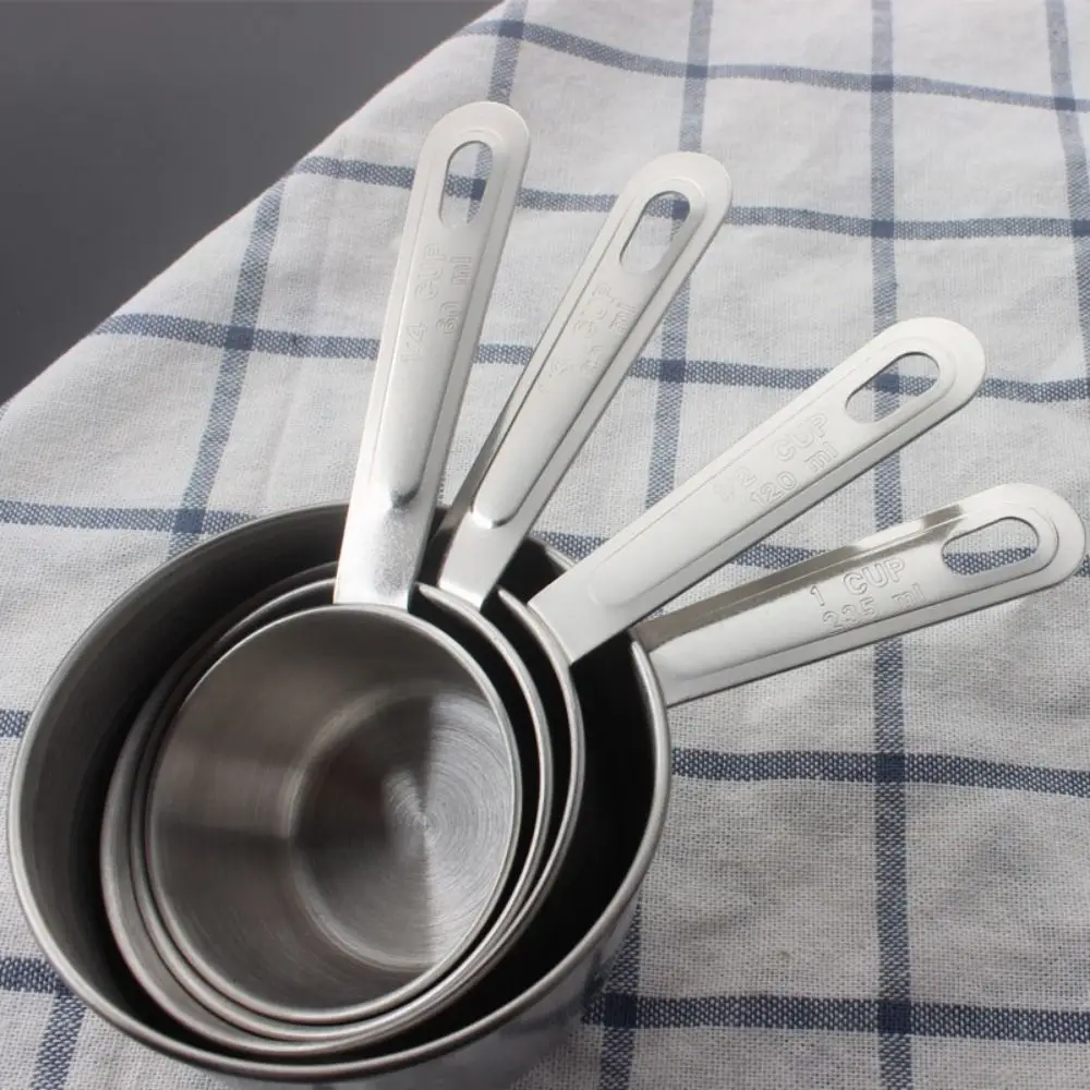 

8Pcs Stainless Steel Measuring Cups Measuring Spoons Set Scaled Stackable Spoons Kitchen Measuring Spoon Set Gold Silver