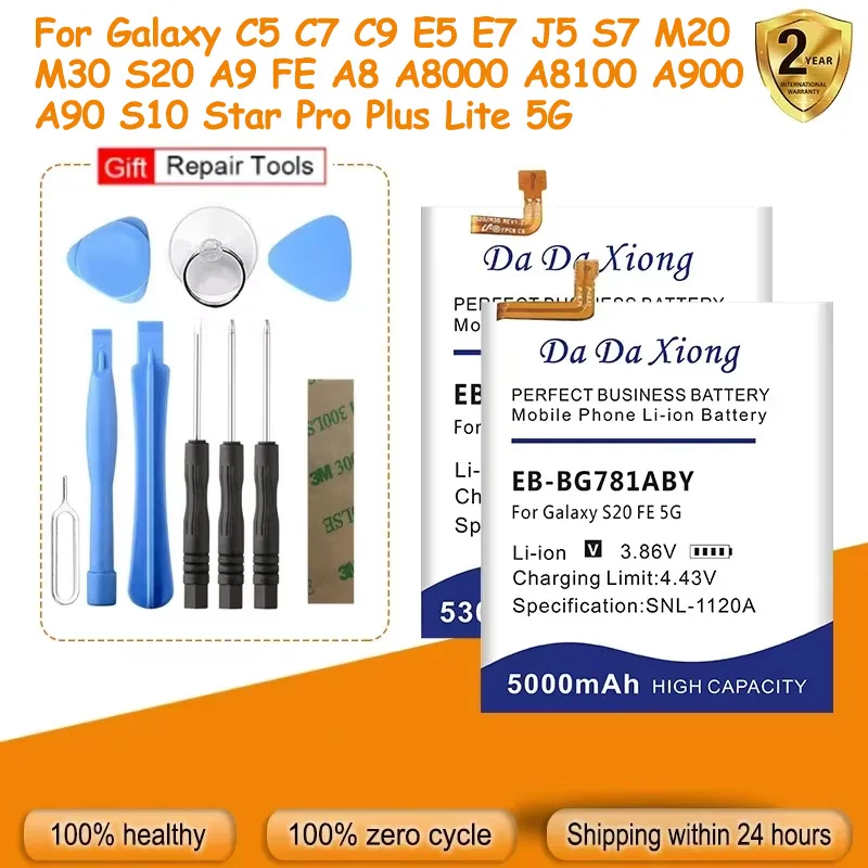 Battery For Samsung Galaxy C5 C7 C9 E5 E7 J5 S7 M20 M30 S20 A9 FE A8 A8000 A8100 A900 A90 S10 Star Pro Plus Lite 5G + Tool Kit