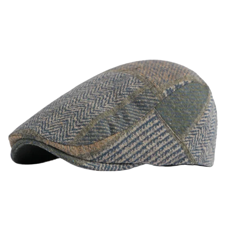 Regulowany beret z tweedu i wełny, czapka gazeciarza, czapka typu flat cap dla mężczyzn i kobiet, irlandzka czapka cabbie, styl Gatsby, styl ivy, vintage, modna ozdoba na głowę.