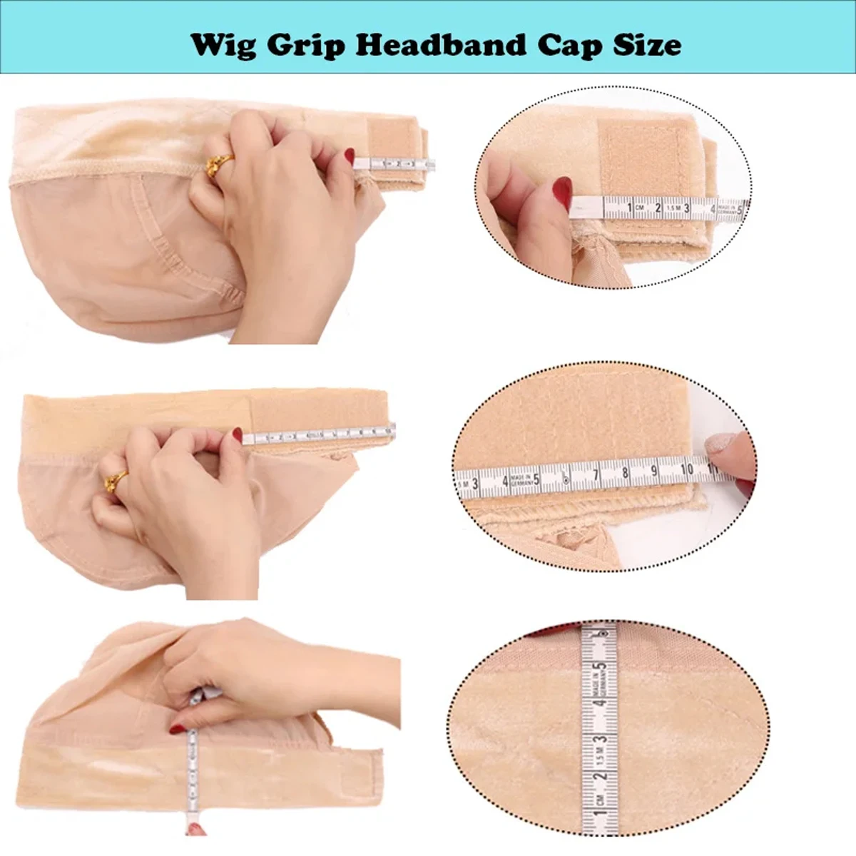 วิกผมสีดํา Grip Cap สําหรับวิกผม 1 ชิ้นปรับกํามะหยี่วิกผม Grip Band กับหมวกสําหรับผู้หญิงสบายระบายอากาศหมวกวิกผม