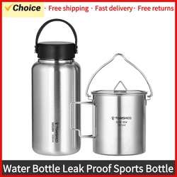 Tomshoo 1.05L 304 Stainless Steel Water Bottle Leakproof Sports Bottle 750ml Water Cup Coffee Mug Hanging Pot Outdoor Camping