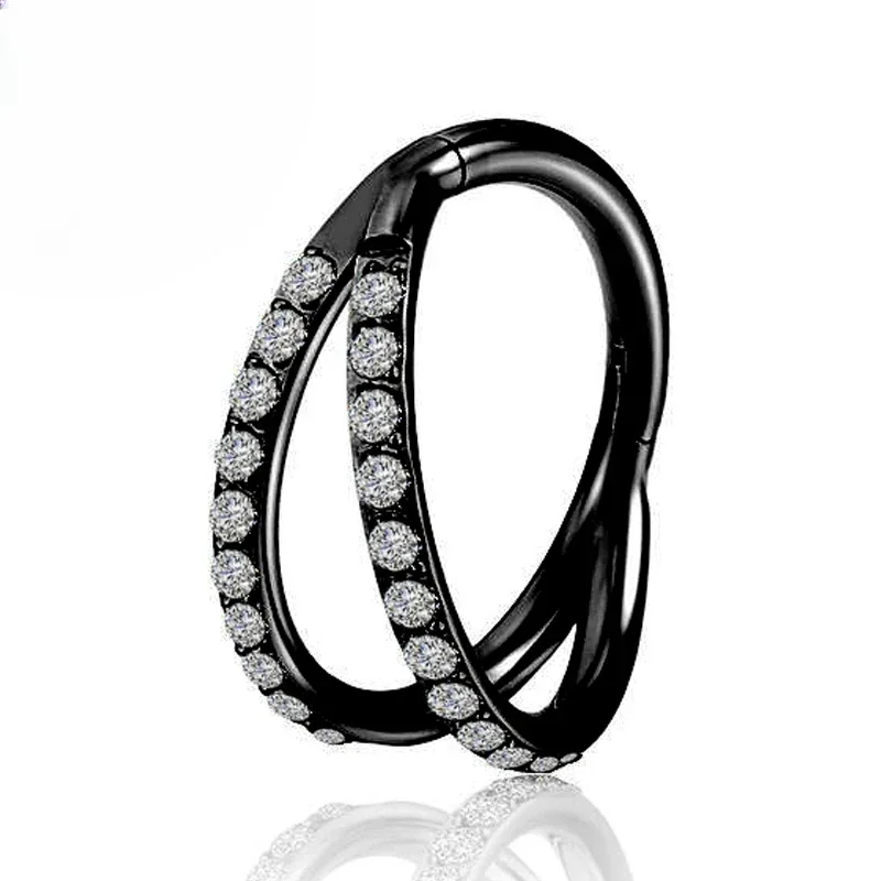 Astm g23 titânio nariz anel piercing sexy septo piercing corpo jóias preto nariz orelha helix circular para septo atacado