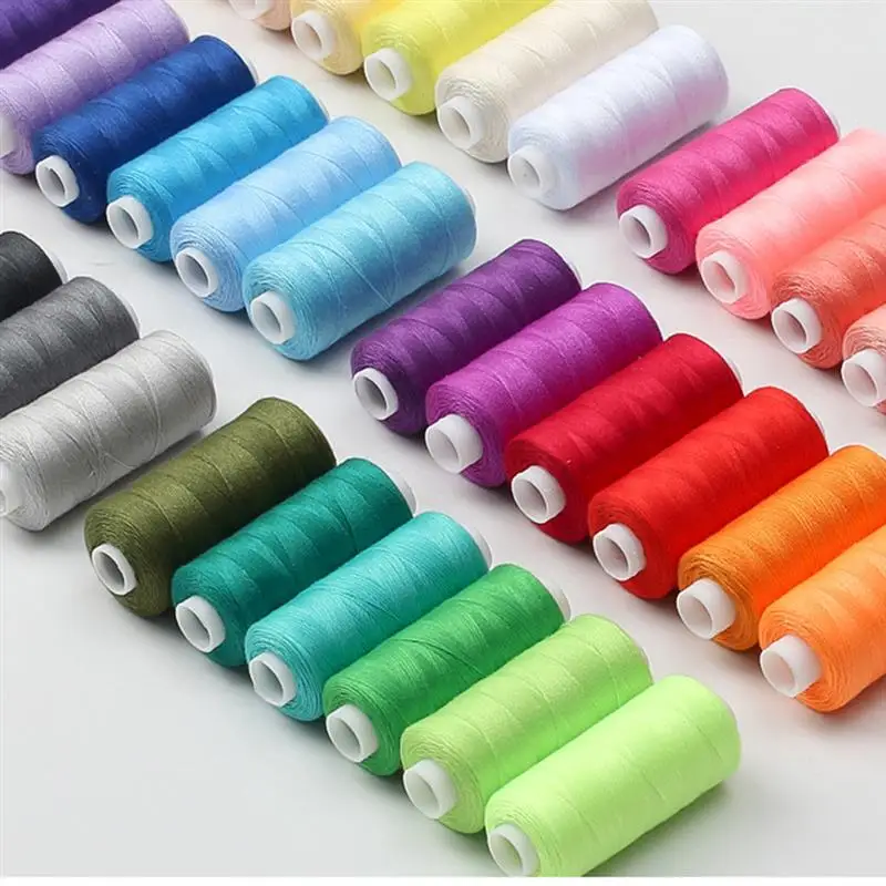 New 6 Colors/Set Yarn Sewing Thread Roll Machine Hand Embroidery 400 Yard Each Spool Polyester Durable For Home Sewing Kit