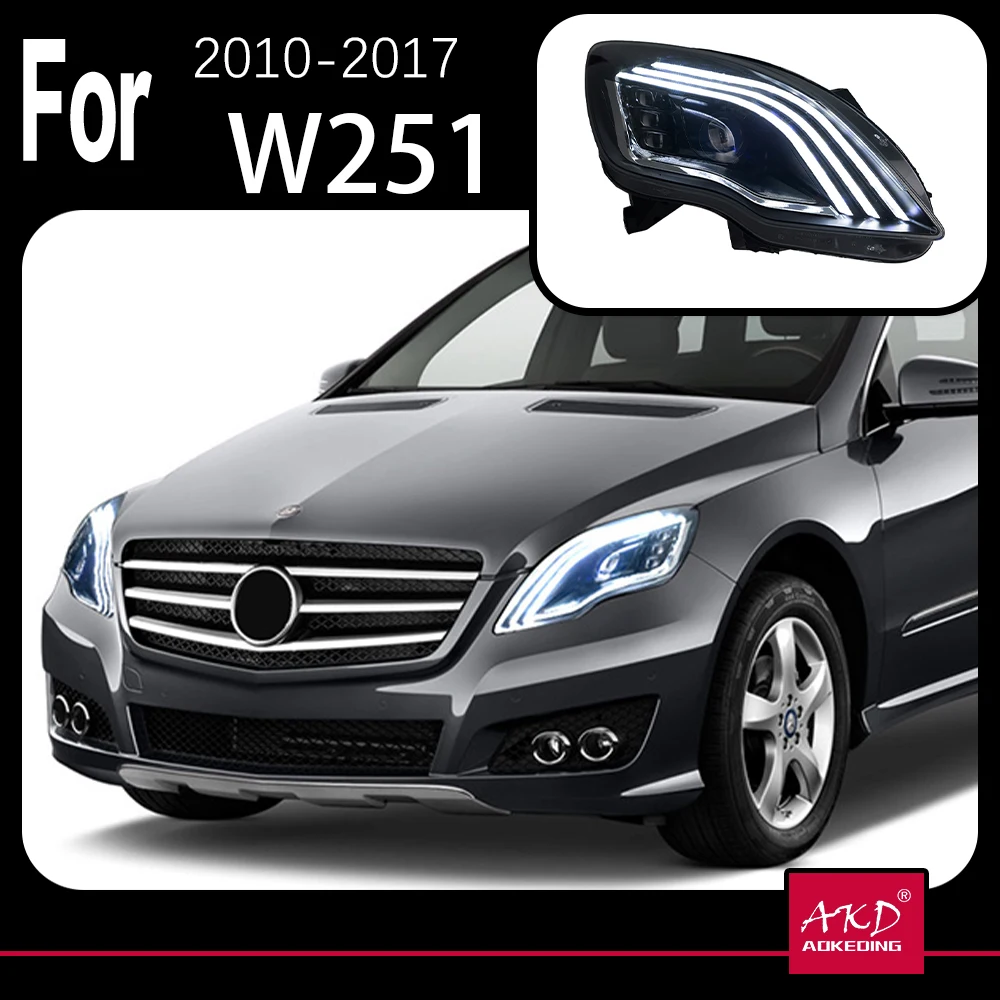 AKD Car Model for BENZ W251 LED Headlight Projector Lens 2010-2017 R Class R320 R350 R500 Head Lamp DRL Automotive Accessories