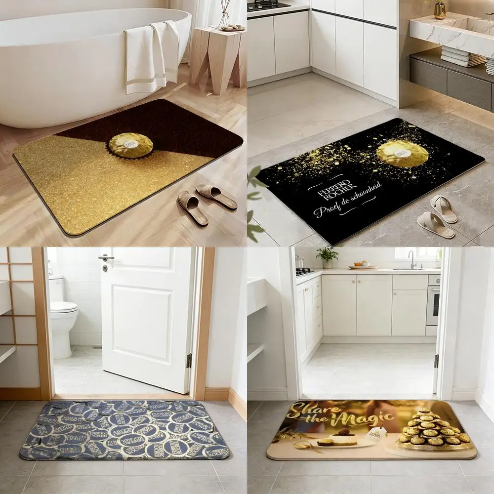 Tapete de Baño Antideslizante de Tierra de Diatomeas de Secado Rápido, Tapete Absorbente para Entrada, Marca Ferrero
