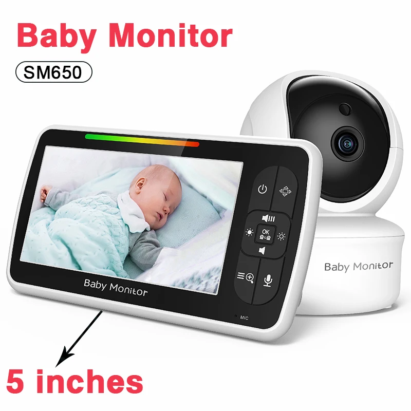 sm650-moniteur-bebe-sans-fil-5-pouces-camera-video-bebe-355-°-pantwo‑way-talk-vox-vision-nocturne-temperature-berceuse-minuteur-d'alimentation-300m