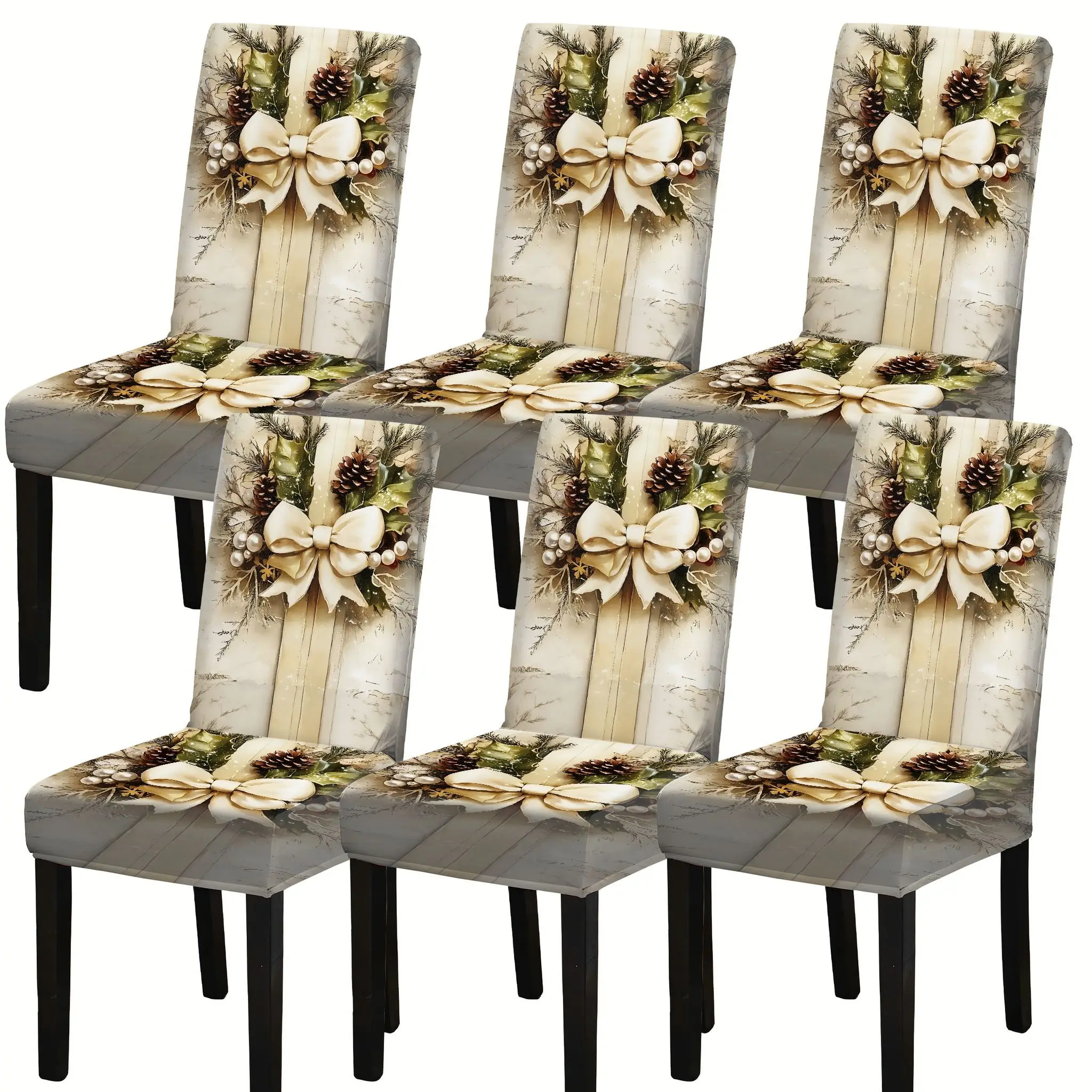 Christmas Dining Chair Covers4/6PCS Removable Kitchen Parsons Dining Chair Covers Perfect for Christmas Celebrations and Parties