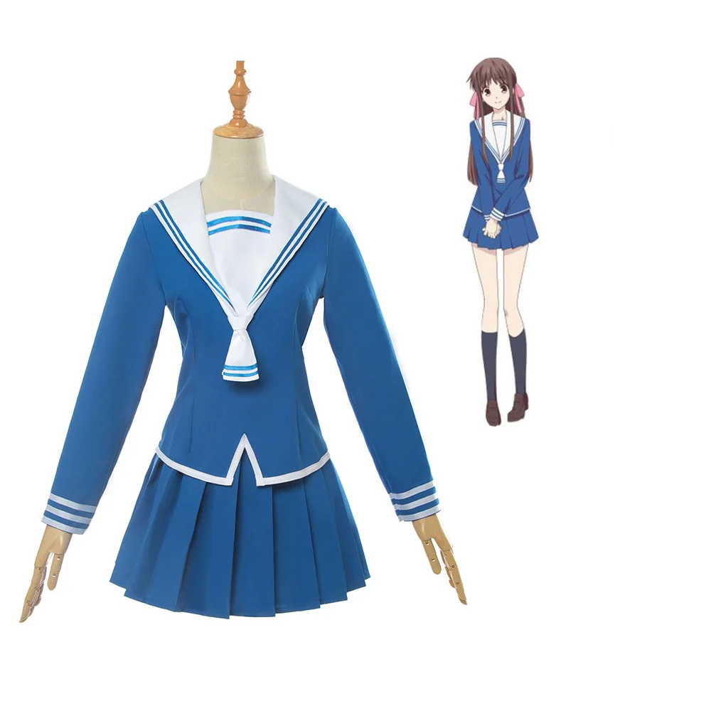 

Anime Fruits Basket Cosplay Costume Tohru Honda Cosplay Uniform JK Girl School Uniform Women Sailor Costume Top Skirt