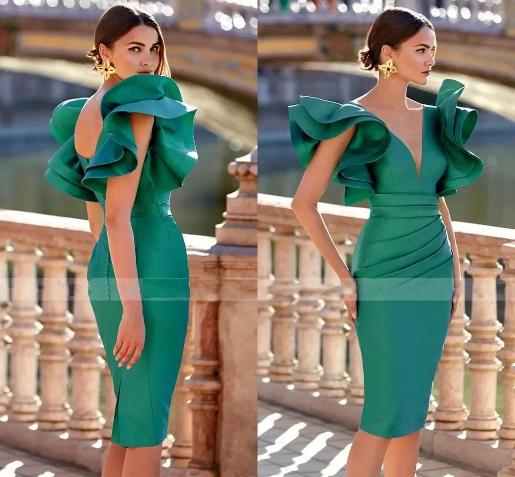 Sexy Short Prom Dress 2024 V Neck Ruffle Knee Length Graduation Formal Party Evening Dresses Robes De Soriee Custom New