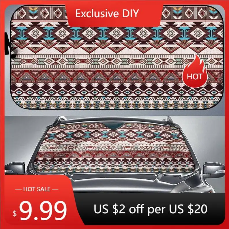 

Коричневый шикарный богемный ацтекский автомобильный солнцезащитный козырек на лобовое стекло, аксессуары для автомобиля